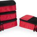 Amazon Essentials 4-Piece Space-Saving Packing Cubes Travel Accessories Set, Luggage Organizer with Double Zipper, Mesh Top, Polyester, Slim, Red (Previously Amazon Basics)