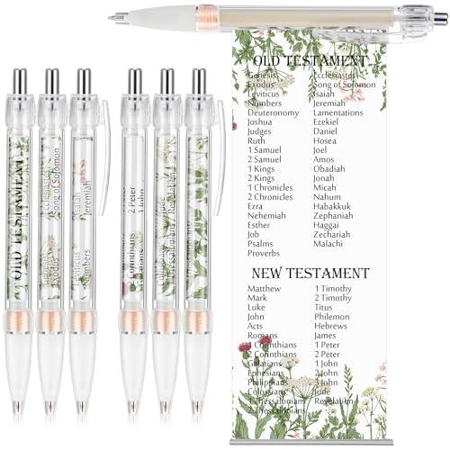 Trandraft 50 Pcs Christmas Christian Gifts Bible Verse Pens Bulk Church Religious Retractable Ballpoint Pen with Books of The Bible Rollout Paper for Women VBS Sunday School Favor(Testament)