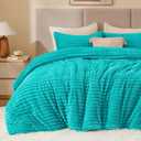 BEDELITE Fleece King Comforter Set -Super Soft & Warm Fluffy Teal Bedding, Luxury Fuzzy Heavy Bed Set for Winter with 2 Pillow Cases