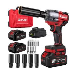 Cordless Impact Wrench1/2 Inch, 600N. M/450Ft-lbs Power Impact Gun Kit, High Torque Electric Impact Driver for Car RV Tire,LED Light,4.0Ah Battery,Car/DIY Furniture/Home,Power tools,Red Toolbox