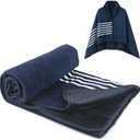 forestfish Fleece Wearable Blanket, Plaid Lap Blanket Comfy Poncho Throw with Buttons for Bed Sofa Office, Blue-White