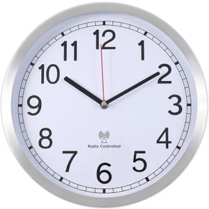 Atomic Analog Wall Clock, 12Inch Radio Controlled Sets Automatically Wall Clock Decorative for Living Room Office School
