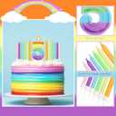 Rainbow 5th Number Candle for Cake, 13 Pcs Birthday Candles Set, Pastel Rainbow Cake Topper Birthday Party Decorations (Number 5)