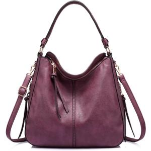Realer Hobo Crossbody Bags for Women Designer Faux Leather Hobo Handbags Retro Large Size Shoulder Bag Bucket Purse (Large-15.2 inch, Wine-gold Hardware15.2")