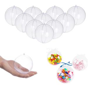 3.15"/80mm Clear Plastic Fillable Christmas DIY Craft Ball Ornament - Pack of 10