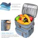 MIYCOO Lunch Bag & Lunch Box for Men Women, Double Deck Leakproof Insulated Soft Large Adult Camping Cooler bag for Work, Beach, Picnic, Travel (Blue, 15L)