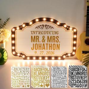 20IN Large Wedding Bottle Service Sign, Personalized DIY Stickers Warm White VIP LED Bottle Girl Sign for Club, Handheld Custom Wedding Entance Props Light up Marquee Sign for Event Bridal Engagement Anniversary Birthday Party (Style C), 23IN