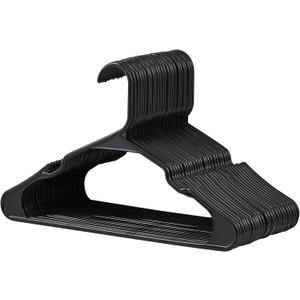 VECELO 25 Pack Plastic Hangers-Non Slip Clothes Hangers Set with Shoulder Grooves for Closet Space Saving-Heavy Duty Hanger for Suit Coat Pants Skirt Dresses