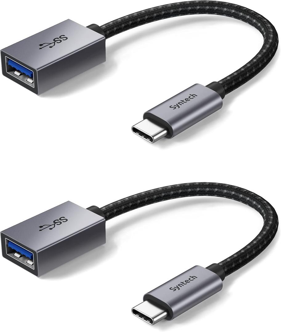 Syntech USB C to USB Adapter, 2 Pack USB C to USB3 Adapter,Thunderbolt 3 to USB Female Adapter OTG Cable Compatible with iPhone 16/15 Pro Max, iPad Air 2020, MacBook Pro, Air and More Space Gray