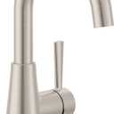 Moen Ronan Spot Resist Brushed Nickel One-Handle Single Hole Modern Bathroom Sink Faucet with Optional Deckplate and Spring Loaded Drain Assembly, 84021SRN