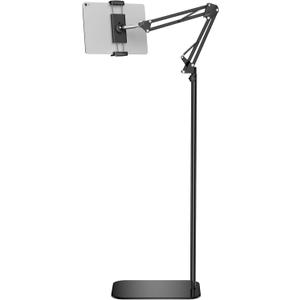 Tablet Floor Stand, 360-degree Rotatable Metal Tablet Stand Holder, Adjustable Kindle Holder, Universal Phone Stand for iPad/iPhoneX/iPad Pro or Other 4.7~12.9 Inch-Screen Devices (Black)