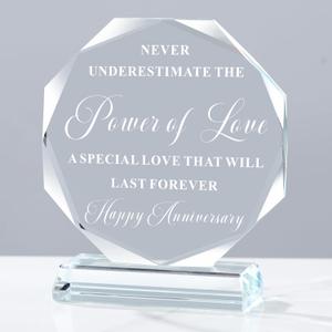 BLUEBOOK Wedding Anniversary Glass Plaques Gifts for Parents Couples,4.5x3.9in Happy Anniversary Table Decoration Presents,Best Anniversary Memorial Gifts Ideas for Women men