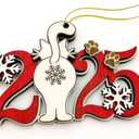 Cat Christmas Ornament – 2025 Cat Christmas Tree Hanging Ornament - Cute Wooden Kitten Tree Decoration with Snowflakes & Paw Prints for Kitten Lovers, Pet Owner Christmas Décor Pack of 5