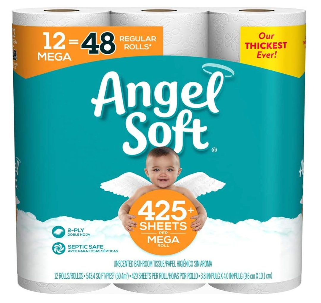 Angel Soft, Toilet Paper, 12 Mega Rolls, 12 Rolls