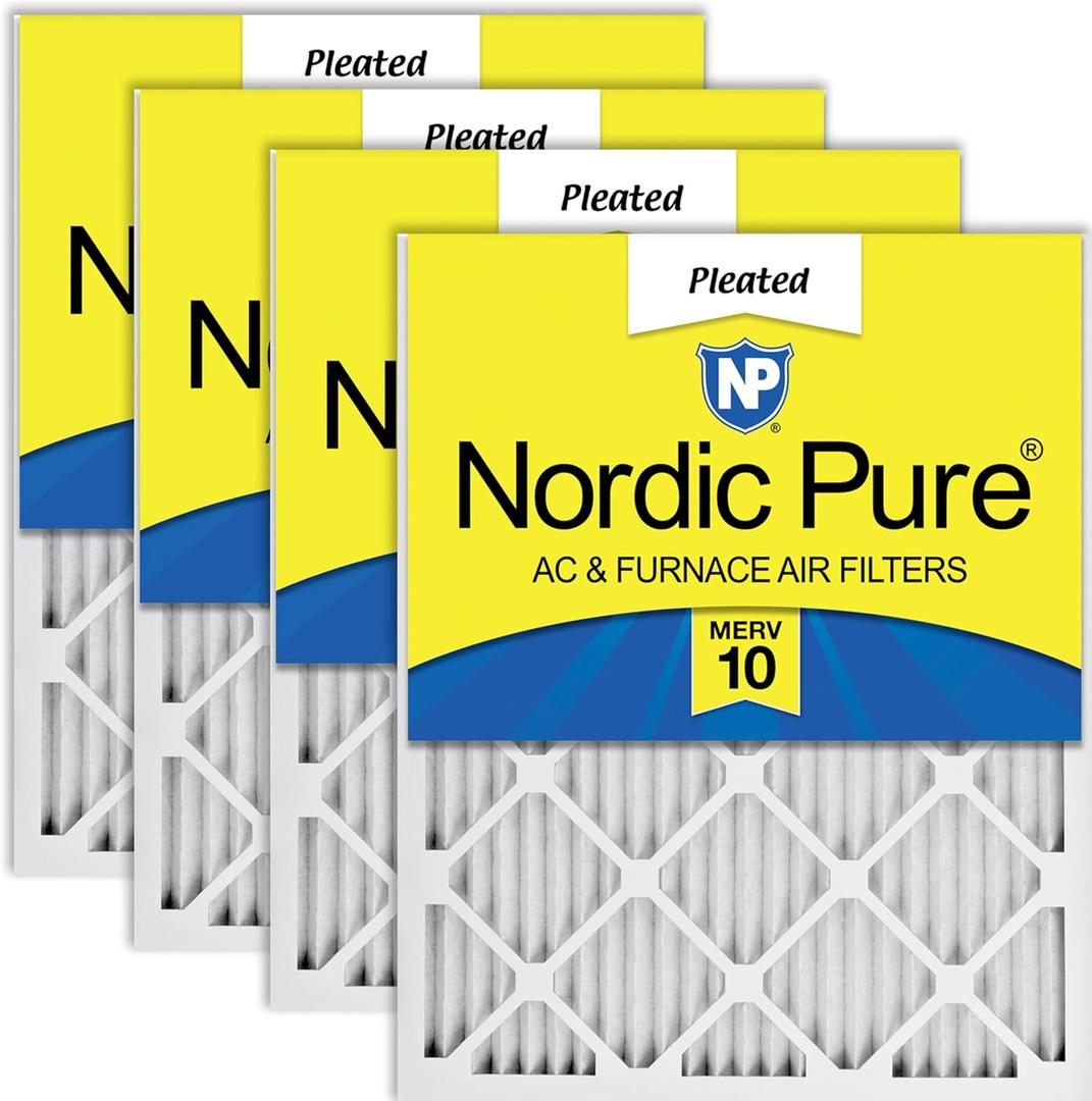 Nordic Pure 16x20x1 (Actual Size: 15 1/2 x 19 1/2 x 3/4) Pleated MERV 10 Air Filters Pack of 4