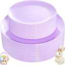 KIRE 60PCS Purple Plastic Plates Disposable - Heavy Duty Purple Plates Include 30Pcs 10.25 Dinner and 30Pcs 7.5 for Dessert/Salad - for Wedding/Bridal Shower