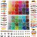 XJRLUK Glass Beads Bracelet Making Kit,1350PCS 48 Colors 8mm Crackle Glass Beads for Jewelry Making, Crystal Glass Round Beads Friendship Bracelet kit for DIY Crafts Gifts