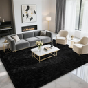 Fluffy Rugs for Living Room 5x8 Black, Washable Large Area Rugs for Bedroom Dining Table Office Kids Nursery Room, Washable Indoor Floor Carpets
