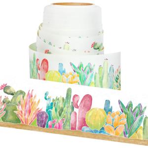 2 x Youngever 52.5 ft Straight Border Trim, Bulletin Board Borders, Cactus Design