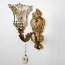 Glass Wall Sconce Set of 2, Antique Brass Wall Light, Crystal Floral Bedside Wall Lamp for Entrance, Bedroom, Hallway