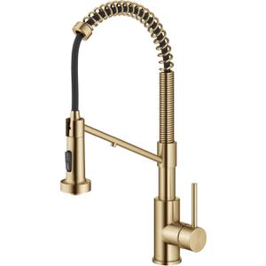 Kraus Bolden 2-in-1 Pull-Down Single Handle Kitchen Sink Filter Water Faucet for Reverse Osmosis or Water Filtration System in Brushed Brass, KFF-1610BB