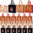 Yeyeplum 24 Pcs Basketball Gift Bags Bulk for Team Sport Theme Party Favor Bags with Handles 8 x 8 Inches 4 Style Non Woven Reusable Goodie Snack Toy Packing for Sports Birthday Party Decor