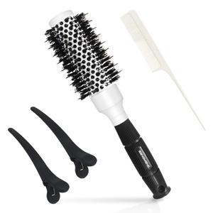 Round Brush For Blow Drying, Nano Tech Thermal Ceramic Ionic, Ball Tip Round Barrel Hair Brushes For Styling, 2 Clips and 1 Comb Included (2.54 inch with Bristles & Barrel 1.3 inch)