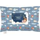 Toddler Pillow with Pillowcase - 13x18 My Little Dreamy Kids Travel Bed Pillows for Sleeping, Organic Cotton Small Pillowcase, Soft & Breathable, Machine Washable, Toddlers 2-5 Years Old (Up & Away)