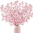 16PCS Artificial Cherry Blossom Flowers, 15.7" Fake Pink Peach Flowers Slik Faux Cherry Blossom Stems Flower Boquet for Home Vase Wedding Party Spring Decoration