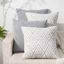 Hpuk Decorative Pillow Covers Couch Pillow Covers Throw Pillow Covers for Couch, Sofa, Bed, 17x17 Inch Set of 4 Polyester Farmhouse Pillow Covers, Grey