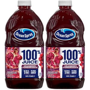 Ocean Spray 100% Juice Cranberry Pomegranate Juice Blend, 64 Fl Oz Bottle (Pack of 2), BB Date 03/02/2026