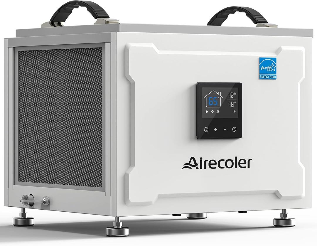 70 Pints Energy Star Commercial Dehumidifier with Drain Hose, Compact Crawl Space Dehumidifiers for Basement and Home, Built-in Remote Control, Auto Defrost | Airecoler Stellar S10