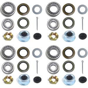iBroPrat 4Sets 7000 LB Boat Trailer Axle Bearing Kits, 25580 14125A Bearing Kits, 21333TB/10-10 Grease Seals,22333TB/10-36 Grease Seals 2.72" Dust Caps and Rubber Plugs Cotter Pins for #D42 Spindle