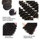 #1B Human Hair Bundles Deep Wave Bundles 18 20 22 Inch Unprocessed Brazilian Virgin Hair Weave 3 Bundles 50 Grams Per Bundle Deep Wave Human Hair Extensions Natural Color Bundle For Woman