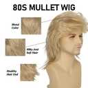 Blonde Mullet Wigs For Men Costume 80s Funny Wigs Heat Resistant Synthetic Pop Rock Wig For 70s Mens Fancy Party Cosplay Halloween Or Fun