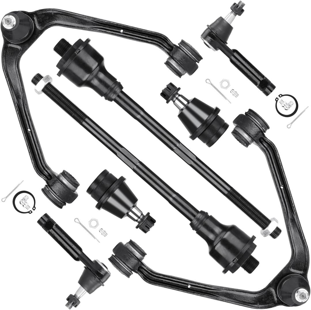 8Pcs Front Upper Control Arms Suspension Kits Fit for Chevrolet Avalanche Suburban 1500 Tahoe, for GMC Yukon Sierra 1500, for Cadillac Escalade 2000-2006, with Lower Ball Joints Tie Rod Ends