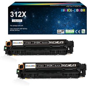 312A 312X Black High-Capacity Toner Cartridge Replacement for HP 312A CF380A CF380X for Laserjet Pro MFP M476dn M476dw M476nw Printer Ink (2 Pack)