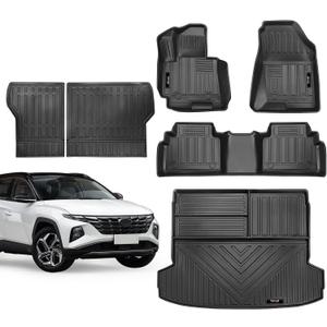 Custom for 2022 2023 2024 2025 2026 Hyundai Tucson Floor Mats Cargo Trunk Liner and Rear Seat Backrest Mat Full Set All Weather TPE Rubber Protection Mat Accessories (for 2022-2026 Tucson All Model)