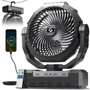 FRIZCOL 3-in-1 Camping Fan - Portable Fans Rechargeable - 24000mAh Battery Powered Fan with Light & Remote for Indoor, Outdoor, Tent, Travel, Fishing, Jobsite, Gifts for Men Dad Him - Green
