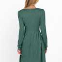 ANRABESS Women's Square Neck Long Sleeve Fall Dress Casual Ribbed Knit Soft 2026 Trendy Short Sweater Dresses with Pockets Green Medium (Green, M)