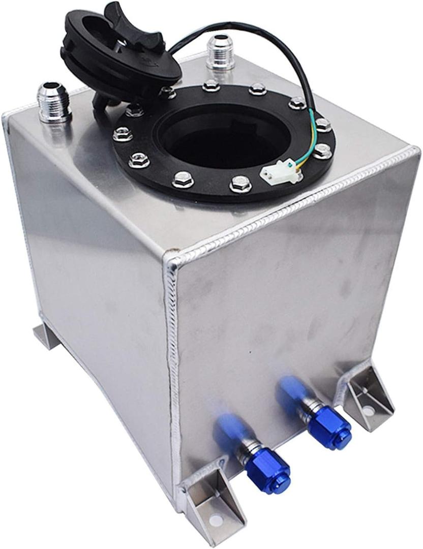 2.5 Gallon Universal Fuel Cell Tank Aluminum Polished Race Street Drift Strip 9.5L Fuel Cell Tank with Level Sender Black/Silver