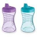 NUK Fun Grips Hard Spout Sippy Cup, 10 oz. | Easy to Hold, BPA Free, Spill Proof Toddler Cup, 2Pack, Blue/Purple