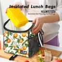 VLM Lunch Box for Women, Insulated Lunch Bag Women with Adjustable Shoulder Strap, Cute Lunch Tote Bag for Work,Picnic,Camping (Medium, Orange-White Pattern)