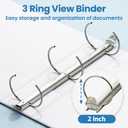 SUNEE 3 Ring Binder 2 Inch 1 Pack, Clear View Binder Three Ring PVC-Free (Fit 8.5x11 Inches) for School or Office Supplies, White