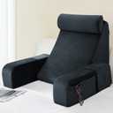 ENITYA Back Pillow for Bed Sitting up, 19" Reading Pillow for Sitting in Bed Adult, Back Support Pillow with Arms for Watching TV/Reading/Gaming/Resting, Medium(Black)