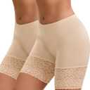 INNERSY Women's Slip Shorts for Under Dresses Lace Safety Shorts Anti Chafing Boyshort Underwear (M)