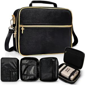 Bible Cover for Bible Study Supplies Cute and Practical Bible Case with Pencil Case, Briefcase Strap Bible Cover for Women, Teens, Girls Durable Waterproof Polyester Book Cover