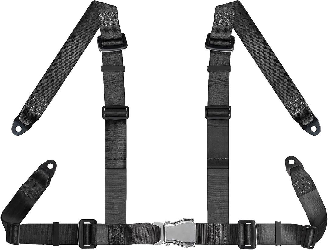 Yakitoko Universal 4 point Safety Harness Set 2" Fits Go Kart,UTV,ATV,Racing Black