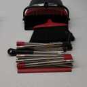 Broom with Dustpan Combo Set 54" Long Handle Adjustable Length Stainless Steel Broomstick Standing Dust Pan and Broom Set for Office Home Kitchen Lobby Floor Cleaning (Red and Black) (Black and Red)