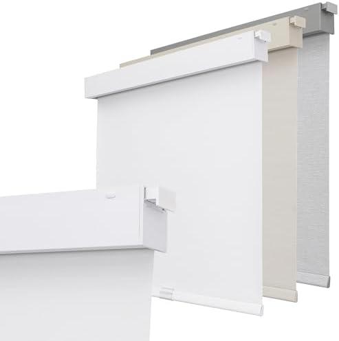 Joydeco No Drill Blackout Shades, Free-Stop Cordless Roller Shades, UV Protection, Thermal Insulated Blinds for Indoor Windows, Easy Install Window Blinds for Home and Office (White, 35" W X 75" H)